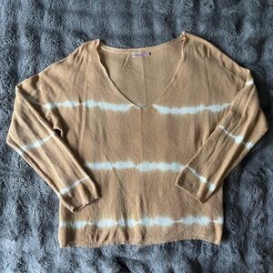 Mustard Yellow/Gold & White Tie-Dye Relaxed Fit Soft Knit Top Small